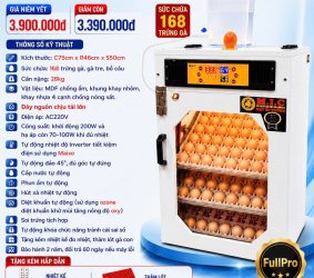 Máy ấp trứng 150 ( 168 sức chứa tối đa) Phiên bản mới nhất 2026 Bản Cao cấp