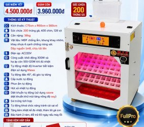 Máy ấp trứng 200 Phiên Bản Cao Cấp 2026